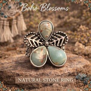 paparazzi Aqua & Cream Teardrop Boho Stone Ring